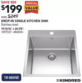 Lowe's Drop-in single kitchen sink offer