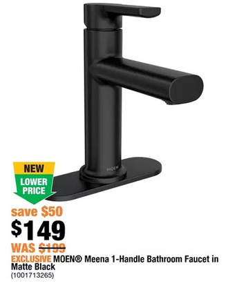 Home Depot Moen meena 1-handle bathroom faucet in matte black offer