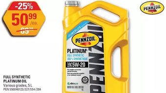 NAPA Auto Parts Full synthetic platinum oil offer