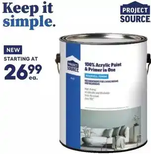Lowe's Project source 100% acrylic paint & primer in one offer