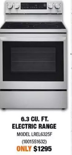 Home Depot Lg 6.3 cu. ft. electric range offer
