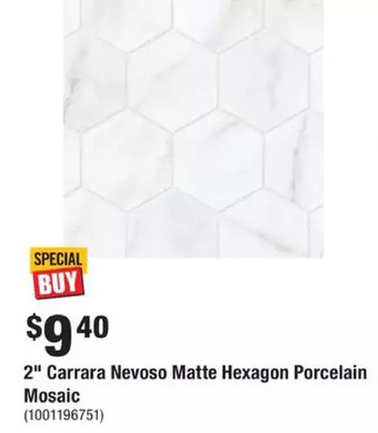 Home Depot 2" carrara nevoso matte hexagon porcelain mosaic offer