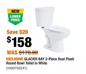 Home Depot Glacier bay 2-piece dual flush round bowl toilet in white offer