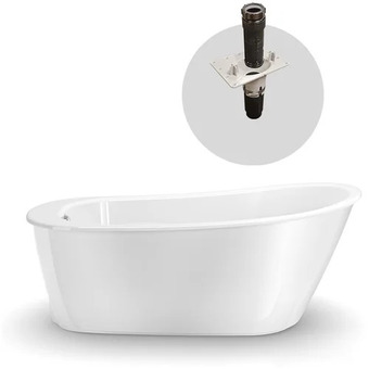 Home Depot Sax 60l x 32w x 25h 2-piece oval acrylx freestanding bathtub, end drain, in white with 14 inch soaking depth offer