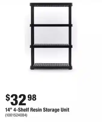 Home Depot 14" 4-shelf resin storage unit offer