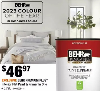 Home Depot Behr premium plus interior flat paint & primer in one offer