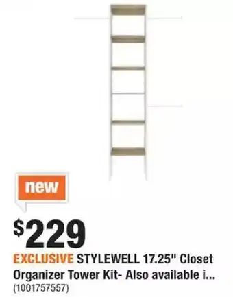 Home Depot Stylewell 17.25" closet organizer tower kit offer