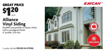 Home Hardware Alliance vinyl siding offer
