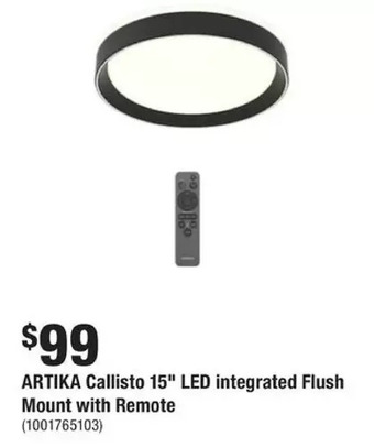 Home Depot Artika callisto 15'' led integrated flush mount with remote offer