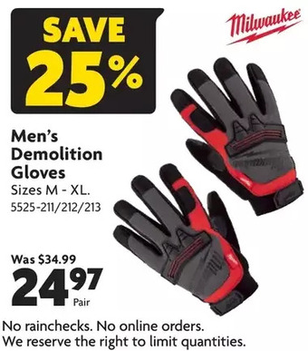 Home Hardware Men's demolition gloves offer