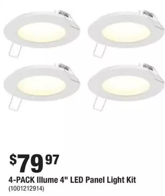 Home Depot 4-pack illume 4" led panel light kit offer