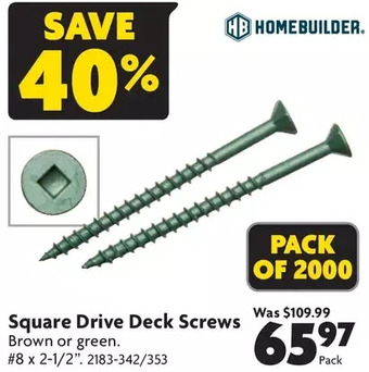 Home Hardware Square drive deck screws offer