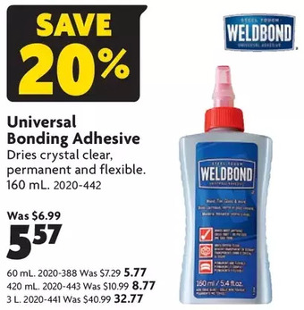 Home Hardware Universal bonding adhesive: 60 ml | 160 ml | 420 ml | 3 l offer