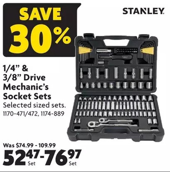 Home Hardware 1/4" & 3/8" drive mechanic's socket sets offer