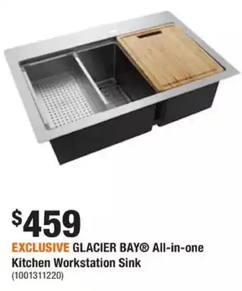 Home Depot Glacier bay all-in-one kitchen workstation sink offer