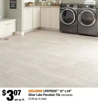 Home Depot Lifeproof 12" x 24" silver lake porcelain tile offer