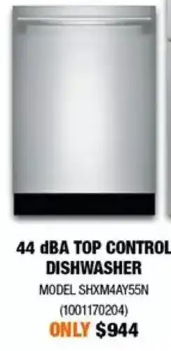 Home Depot Bosch 44 dba top control dishwasher offer