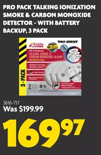 Home Hardware Pro pack talking ionization smoke & carbon monoxide detector - with battery backup, 3 pack offer