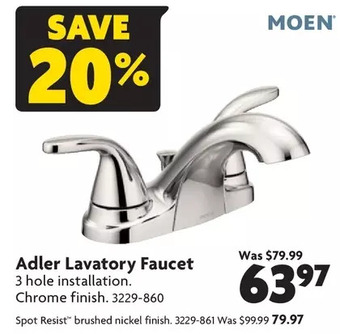 Home Hardware Adler lavatory facuet: chrome finish | spot resist brushed nickel finish offer
