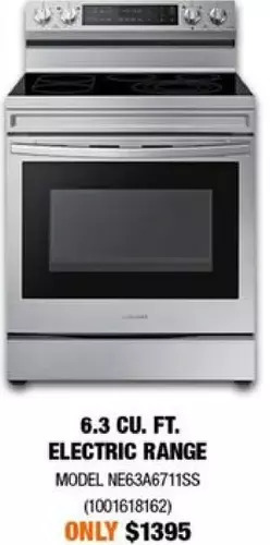 Home Depot Samsung 6.3 cu. ft. electric range offer