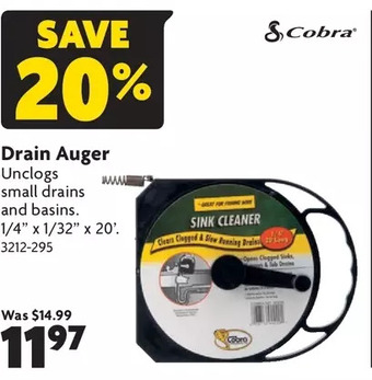 Home Hardware Drain auger offer