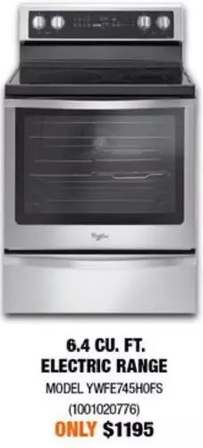 Home Depot Whirlpool maytag 6.4 cu. ft. electric range offer