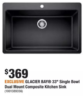 Home Depot Single bowl dualmount kitchen sink, black offer
