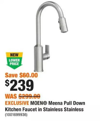 Home Depot Moen meena pull down kitchen faucet in stainless steel offer