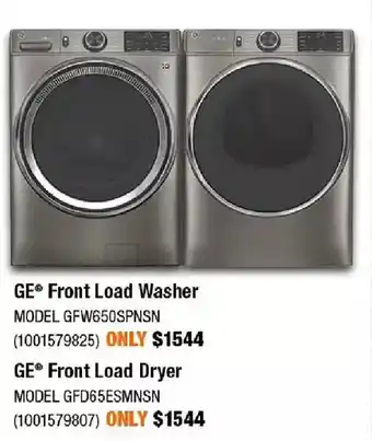 Home Depot Ge front load washer | ge front load dryer offer