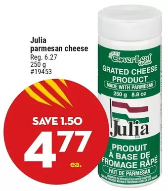 Giant Tiger Julia parmesan cheese offer
