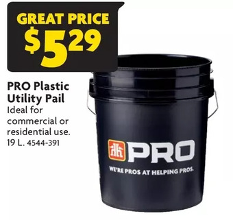 Home Hardware Pro plastic utility pail offer