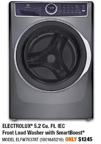 Home Depot Electrolux 5.2 cu. ft. iec front load washer with smartboost offer