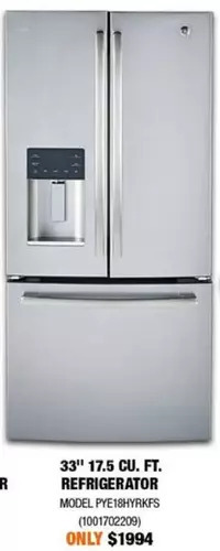 Home Depot Ge appliances 33'' 17.5 cu. ft. refrigerator offer