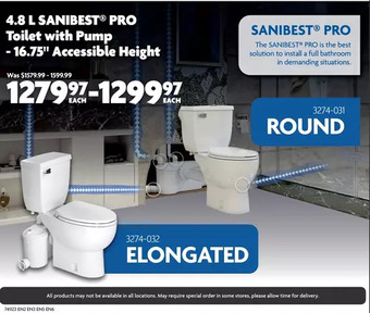 Home Hardware 4.8 l sanibest pro toilet with pump - 16.75" accessible height offer