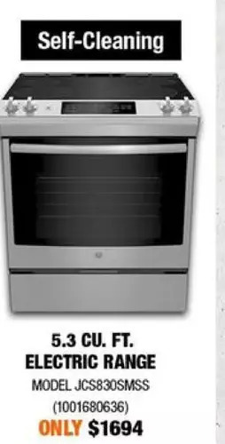 Home Depot Ge appliances 5.3 cu. ft. electric range offer