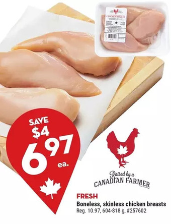 Giant Tiger Boneless, skinless chicken breasts offer