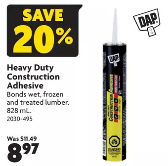 Home Hardware Heavy duty construction adhesive offer