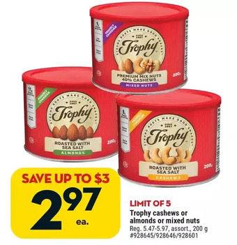 Giant Tiger Trophy cashews offer