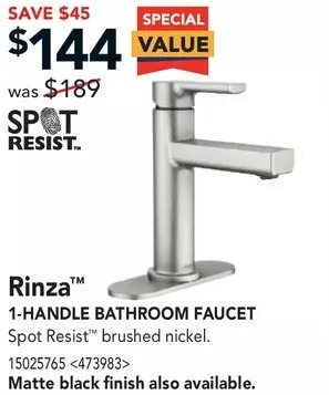 Moen spot resist rinza 1-handle bathroom faucet