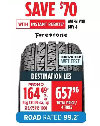 Canadian Tire Firestone destination le3 tires offer