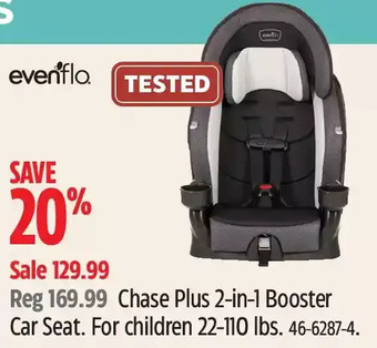 Canadian Tire Evenflo chase plus 2-in-1 booster car seat offer
