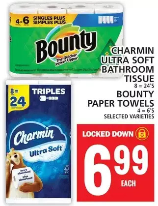 Food Basics Charmin ultra soft bathroom tissue | bounty paper towels offer