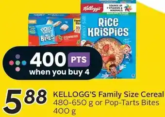 Sobeys Kellogg's family size cereal or pop-tarts bites offer