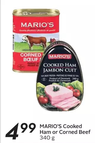 Sobeys Mario's cooked ham or corned beef offer