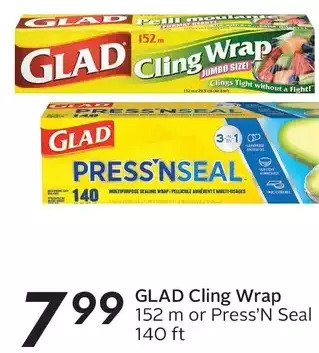 Sobeys Glad cling wrap or press'n seal offer