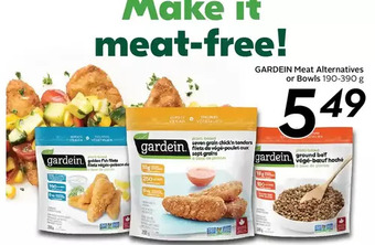 Sobeys Gardein meat alternatives or bowls offer