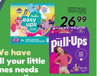 Sobeys Pampers easy ups or ninjamas or huggies pull-ups or goodnites offer