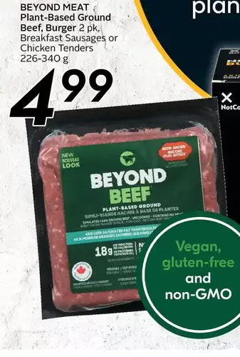 Sobeys Beyond meat plant-based ground beef, burger, breakfast sausages or chicken tenders offer