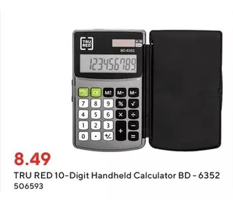 Staples Tru red 10-digit handheld calculator bd-6352 offer