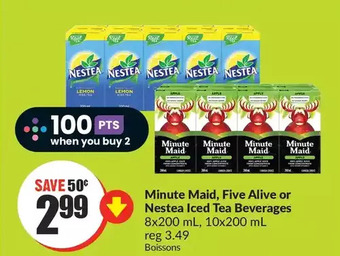 FreshCo Minute maid, five alive or nestea iced tea beverages offer